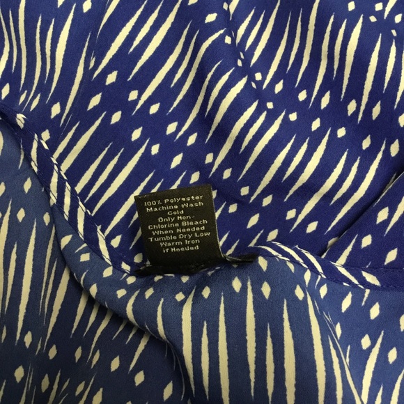 Ann Taylor Blue White Long Sleeve Blouse Large - Picture 6 of 6